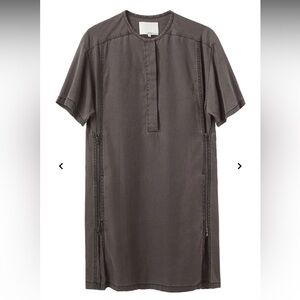3.1 Phillip Lim Black Shirt Henley Mini Dress With Side Zipper Size 6 Small